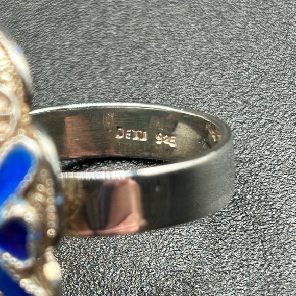 #1 Vintage Sleeping Beauty Turquoise Ring, 925 Silver with Enamel Accents SZ 7 - Picture 6 of 10